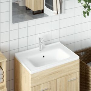 Pood24 vannitoa valamu, valge, 71x48x19,5 cm, kandiline, keraamiline