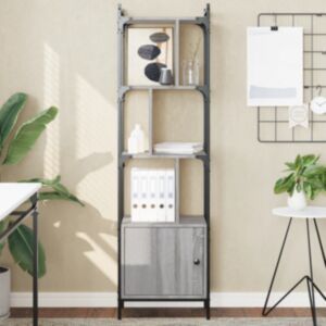 Pood24 uksega raamaturiiul, hall Sonoma, 44,5x30x154,5 cm, tehispuit