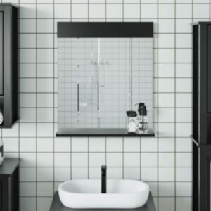 Pood24 vannitoapeegel koos riiuliga "BERG" must, 60x12x70 cm, täispuit