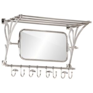 Pood24 seinale kinnitatav riiul koos nagide ja peegliga, alumiinium