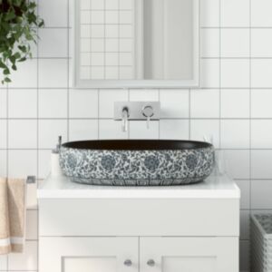 Pood24 valamu tasapinnale, must ja sinine, ovaalne, keraamiline