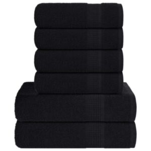 Pood24 6-osaline rätikute komplekt, must, 360 gsm 100% puuvill