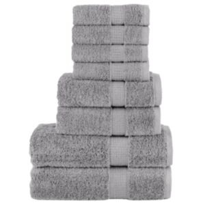 Pood24 8-osaline rätikute komplekt, hall, 600 gsm 100% puuvill