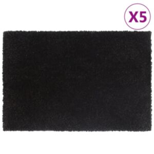 Pood24 uksematid 5 tk, must, 40 x 60 cm, flokeeritud kookoskiud