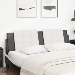 Pood24 voodipeatsi padi, valge ja must, 180 cm, kunstnahk