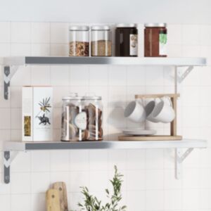 Pood24 riiuliklambrid 4 tk 20x2,5x14 cm hõbedane roostevaba teras