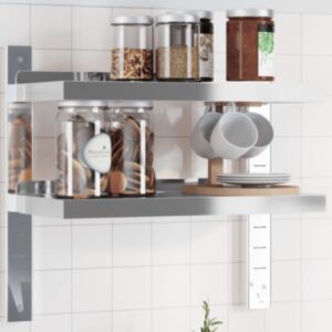 Pood24 2-korruseline seinariiul 50x23,5x60cm hõbedane roostevaba teras