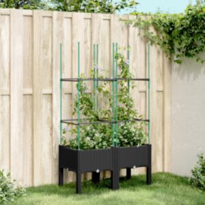 Pood24 võrega taimekast, must, 80 x 40 x 142,5 cm, PP
