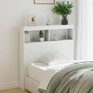 Pood24 voodipeatsi kapp LED-tuledega, valge, 100 x 17 x 102 cm