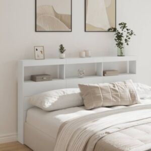 Pood24 voodipeatsi kapp LED-tuledega, valge, 180 x 17 x 102 cm