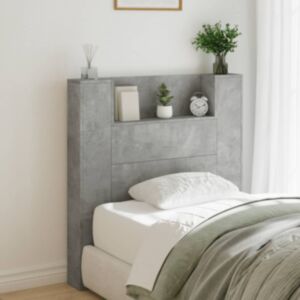 Pood24 voodipeatsi kapp LED-tuledega, betoonhall, 100x16,5x103,5 cm