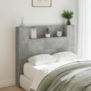 Pood24 voodipeatsi kapp LED-tuledega, betoonhall, 120x16,5x103,5 cm