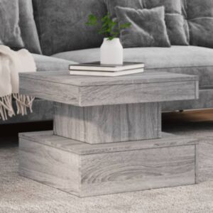 Pood24 kohvilaud LED-tuledega, hall Sonoma tamm, 50 x 50 x 40 cm