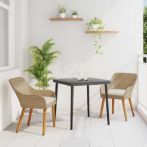 Pood24 Aia söögilaudade komplekt padjaga 3 pcs Beež polürotang