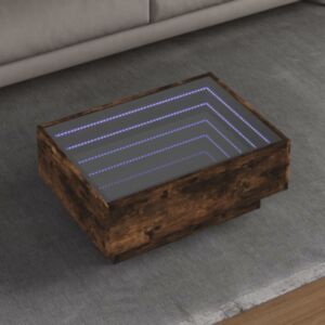 Pood24 kohvilaud LEDiga, suitsutatud tamm, 70 x 50 x 30 cm, tehispuit