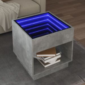 Pood24 kohvilaud LED-tuledega, betoonhall, 50x50x50 cm