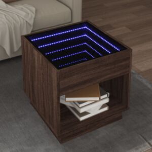 Pood24 kohvilaud LED-tuledega, pruun tamm, 50x50x50 cm