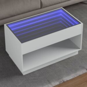Pood24 kohvilaud LED-tuledega, valge, 90x50x50 cm