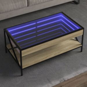 Pood24 kohvilaud LED-tuledega, Sonoma tamm, 90x50x38 cm