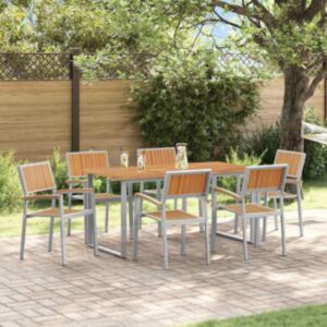 Pood24 Aia söögilaudade komplekt 7 pcs Hall ja pruun 160 x 80 x 75 cm