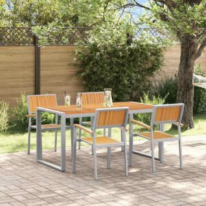 Pood24 Aia söögilaudade komplekt 5 pcs Hall ja pruun 160 x 80 x 75 cm