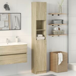 Pood24 vannitoakapp Sonoma tamm 32x25,5x190 cm puitlaastplaat