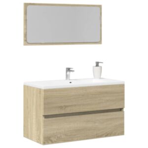 Pood24 peegliga vannitoakapp, Sonoma tamm, 80 x 38,5 x 45 cm