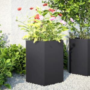 Pood24 kuusnurkne aia taimekast, must, 46 x 40 x 45 cm, teras
