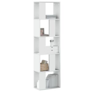 Pood24 raamaturiiul 5-korruseline, valge, 45x23,5x162,5 cm tehispuit