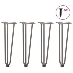 Pood24 Juuksenõela jalad diivanilauale 4 tk, naturaalne teras, 42 cm