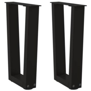 Pood24 Söögilaua jalad V-kujuline 2 tk Must 38x(42-43,3) cm Teras