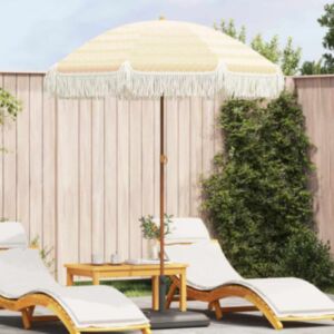 Pood24 Päikesevari Kollane ja Valge Ø 160 x 195 cm Teras