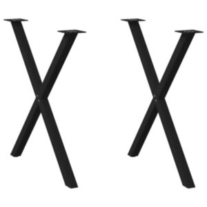 Pood24 söögilaua jalad, X-kujulised, 2 tk, mustad, 70 x (72–73) cm, terasest