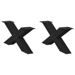 Pood24 kohvilaua jalad, X-kujulised, 2 tk, mustad, 70 x (30–31) cm, terasest