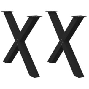 Pood24 söögilaua jalad, X-kujulised, 2 tk, mustad, 90 x (72–73) cm, teras
