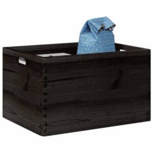 Pood24 Puidust kast käepidemetega must 40x30x23 cm täispuit männipuit