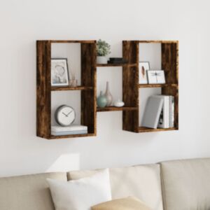 Полка настенная Pood24, дуб дымчатый, 96x18x60 см, искусственное дерево