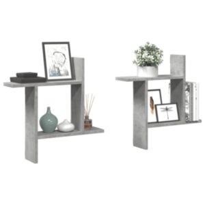 Pood24 seinariiulid 2 tk, betoonhall, 50x12x50 cm, puitlaastplaat