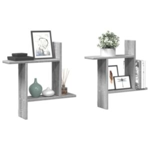 Pood24 seinariiulid 2 tk, hall Sonoma tamm, 50x12x50 cm, tehispuit