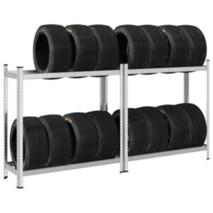 Pood24 2-kihilised rehviriiulid 2 tk hõbedane 110x40x109 cm teras