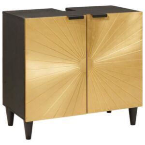 Pood24 Valamukapp riiuliga Must ja kuldne 62 x 33 x 58 cm mangopuit