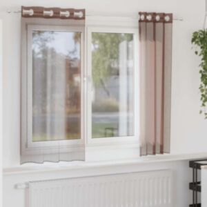 Pood24 Voile kardinad rõngastega 2 tk Pruun 140x140 cm