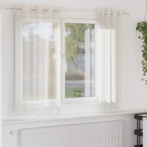 Pood24 Voile kardinad rõngastega 2 tk Kreem 140x140 cm