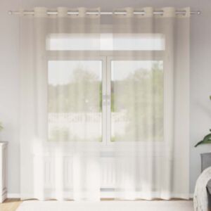 Pood24 Voile kardinad rõngastega 2 tk Kreem 140x225 cm