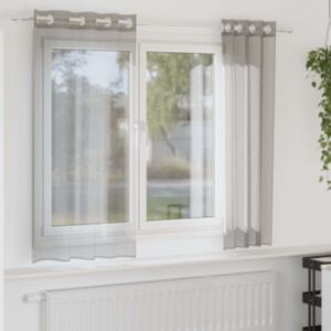 Pood24 rõngastihendiga kardinad 2 tk helehall 140x140 cm