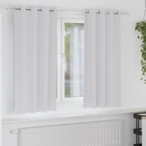 Pood24 Mustandpimeduse kardinad rõngastega Kahvatu Hall Polüester