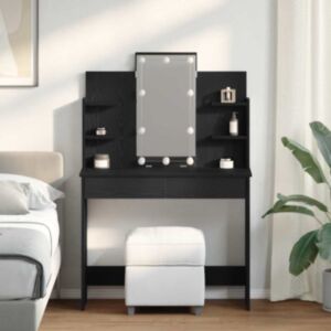 Pood24 Riietumislaud sahtliga Must tamm 96 x 40 x 142 cm Tehispuit