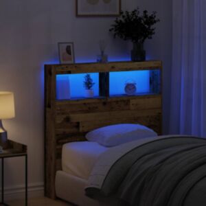 Pood24 voodipeatsi kapp LED-tuledega, vana puit, 100 x 17 x 102 cm