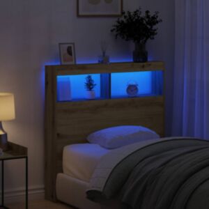 Pood24 voodipeatsi kapp LED-tuledega, kunsttamm, 100x17x102 cm