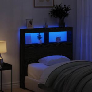 Pood24 voodipeatsi kapp LED-tuledega, musta tamm, 100x17x102 cm